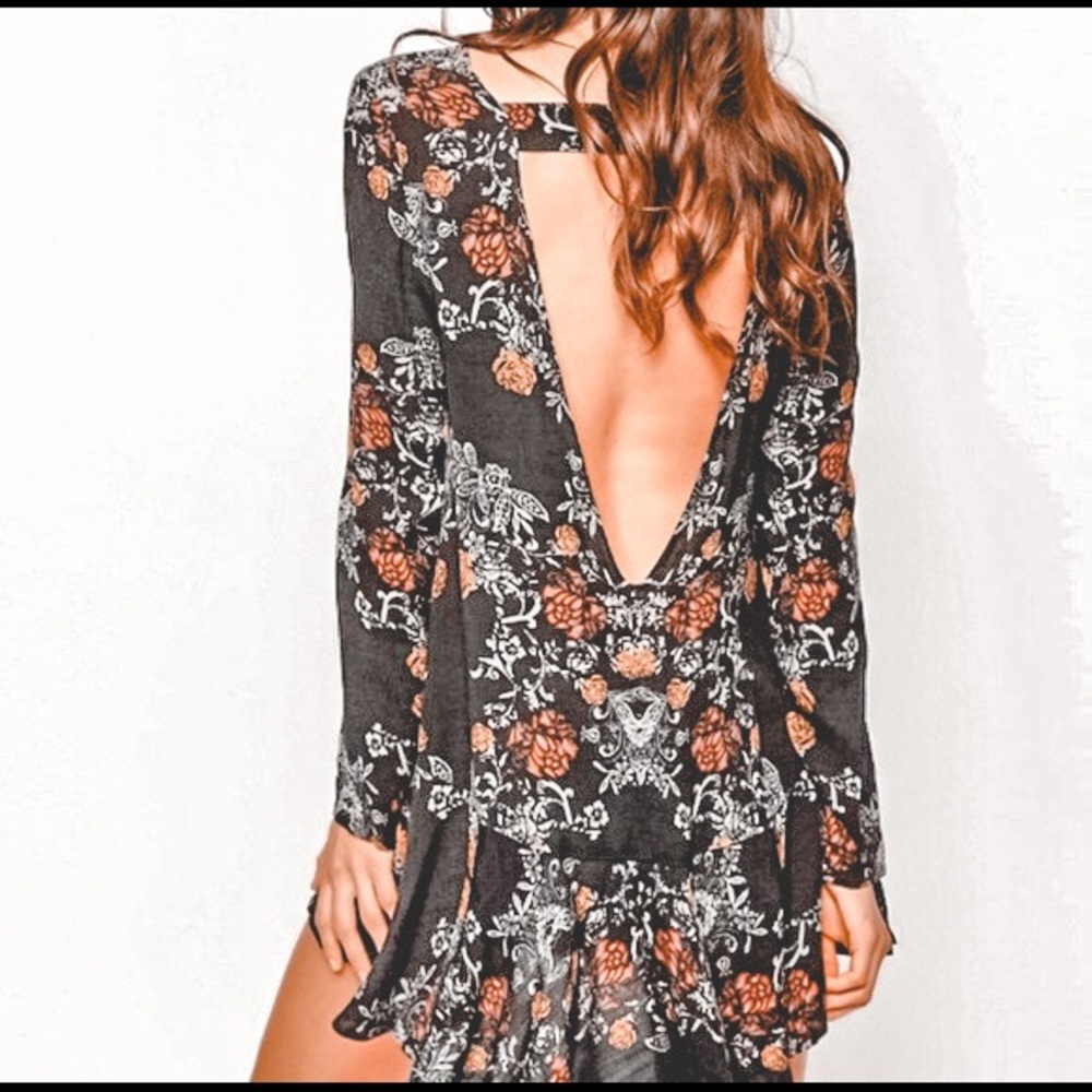 Free People autumn print open back long sleeve